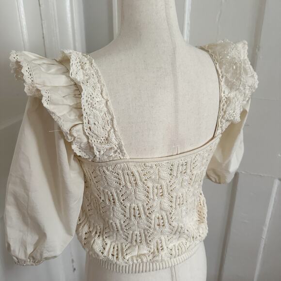 En Saison Lace & Crocheted Square Neck Top - Picture 5 of 5